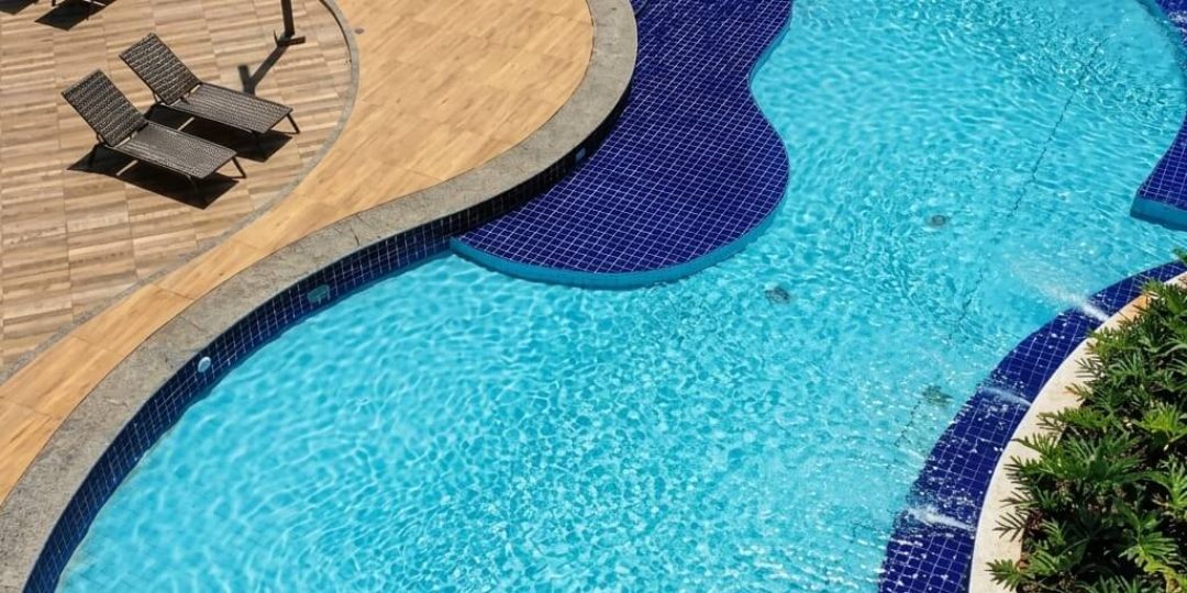 Piscina do prédio D preparada para evento